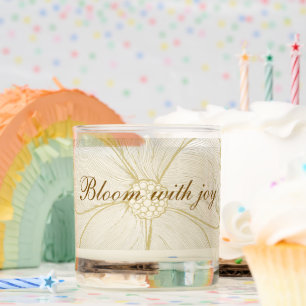Elegant Gold Floral "Bloom with Joy" Peony Scented Candle