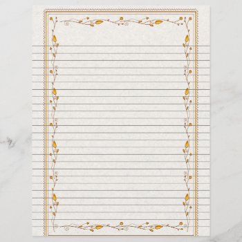 Elegant Gold Floral Border Lined Recipe Page by RiverJude at Zazzle