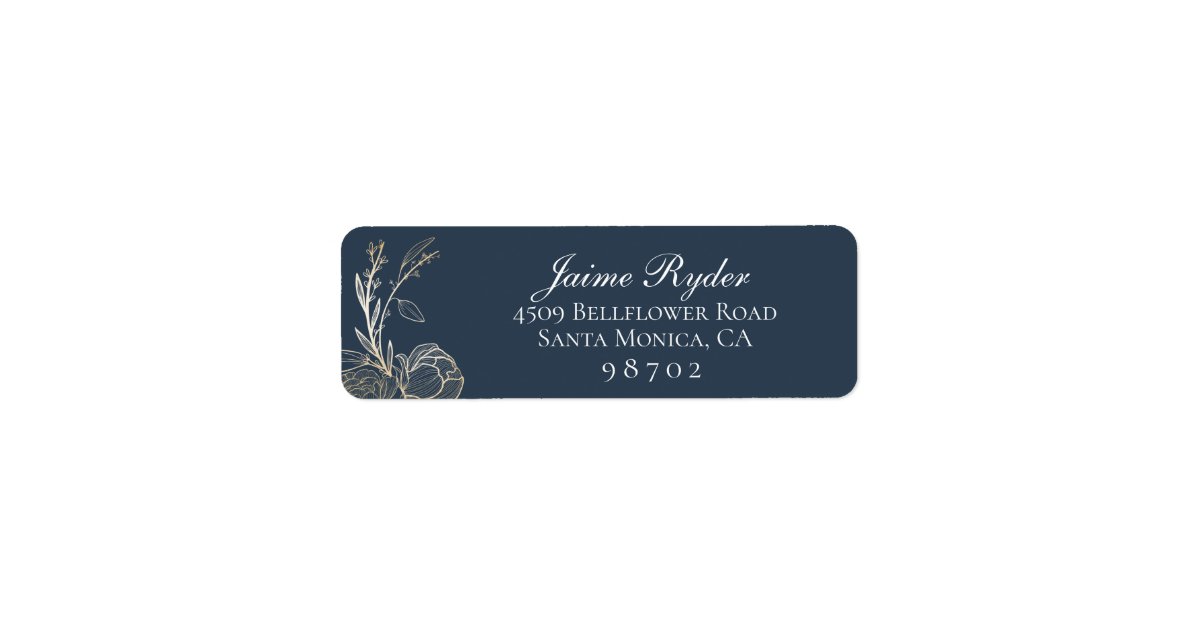 Elegant Gold Floral Botanical Return Address Label | Zazzle