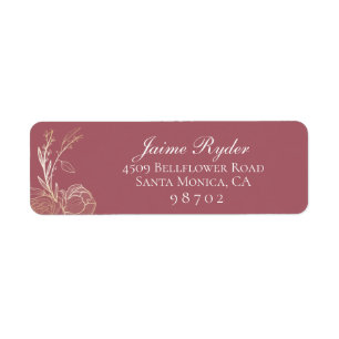 Elegant Gold Floral Botanical Return Address Label