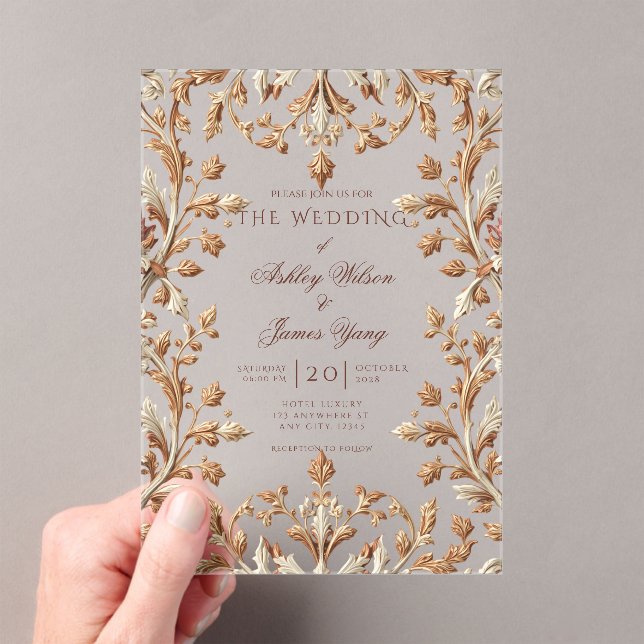 Elegant Gold Floral Botanical Wedding Invitation (Insitu (Handheld))