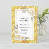 Elegant Gold Floral Bridal Champagne Breakfast Invitation (Standing Front)
