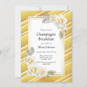 Elegant Gold Floral Bridal Champagne Breakfast Invitation (Front)