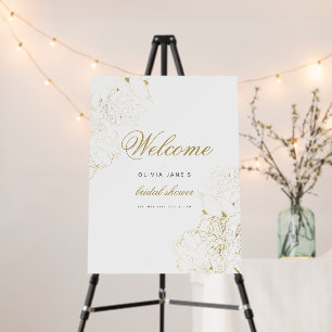 Elegant Gold Floral Bridal Shower Welcome Sign