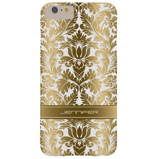 Elegant Gold Floral Damasks 2 White Background Case-Mate iPhone Case (Back)
