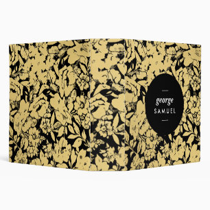 Elegant Gold Floral Design With Bold Black 3 Ring Binder
