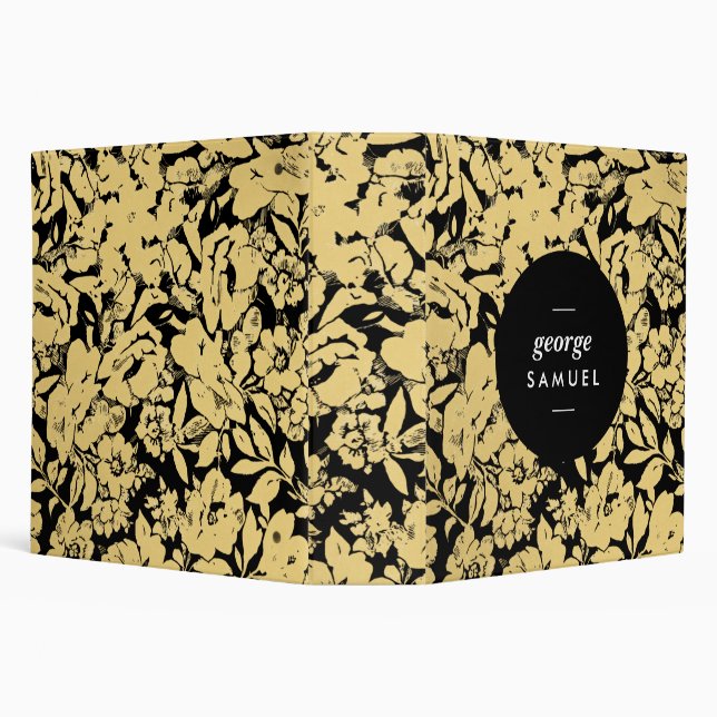 Elegant Gold Floral Design With Bold Black 3 Ring Binder (Background)