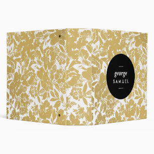 Elegant Gold Floral Design With Bold Black Circle 3 Ring Binder