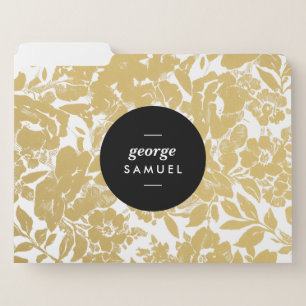 Elegant Gold Floral Design With Bold Black Circle File Folder
