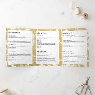 Elegant Gold Floral Design With Bold Black Circle Tri-Fold Card