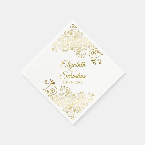 Elegant Gold Floral Filigree Simple Chic Wedding Napkins