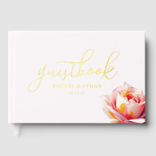 Elegant Gold Floral Foil Guest Book