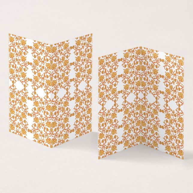 Elegant Gold Floral Folded Invitation Cards   (Inside and Outside)