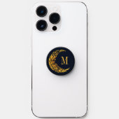 Elegant Gold Floral Garden Crescent Moon Monogram PopSocket (Front)