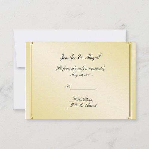 Elegant Gold Floral Gay Wedding Response Card