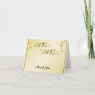Elegant Gold Floral Gay Wedding Thank You