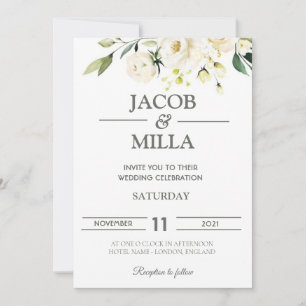 Elegant Gold Floral Greenery Wedding Invitation