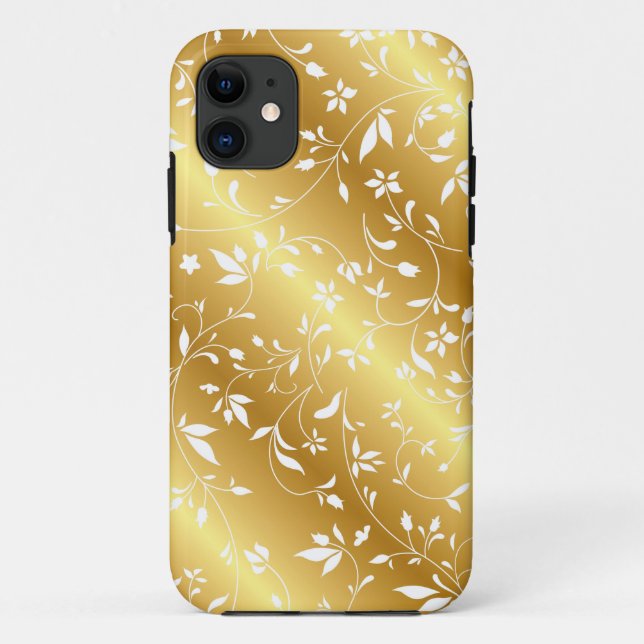 Elegant Gold Floral iPhone Case (Back)