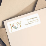 Elegant Gold Floral Joy Holiday Return Address Label<br><div class="desc">Elegant and Modern Gold Floral Joy Holiday Return Address Label.</div>