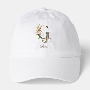 Elegant Gold Floral Letter G Monogram Hat