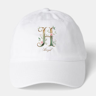 Elegant Gold Floral Letter H Monogram Hat