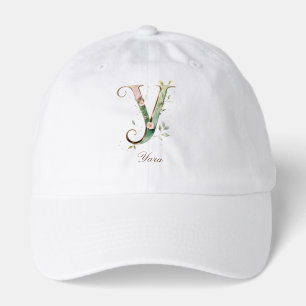 Elegant Gold Floral Letter Y Monogram Hat