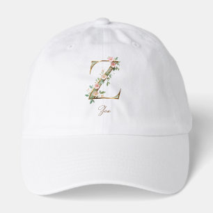 Elegant Gold Floral Letter Z Monogram Hat