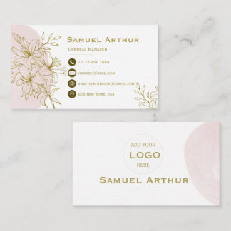Elegant Gold Floral Lily - Business Card