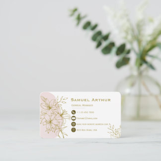 Elegant Gold Floral Lily - Business Card
