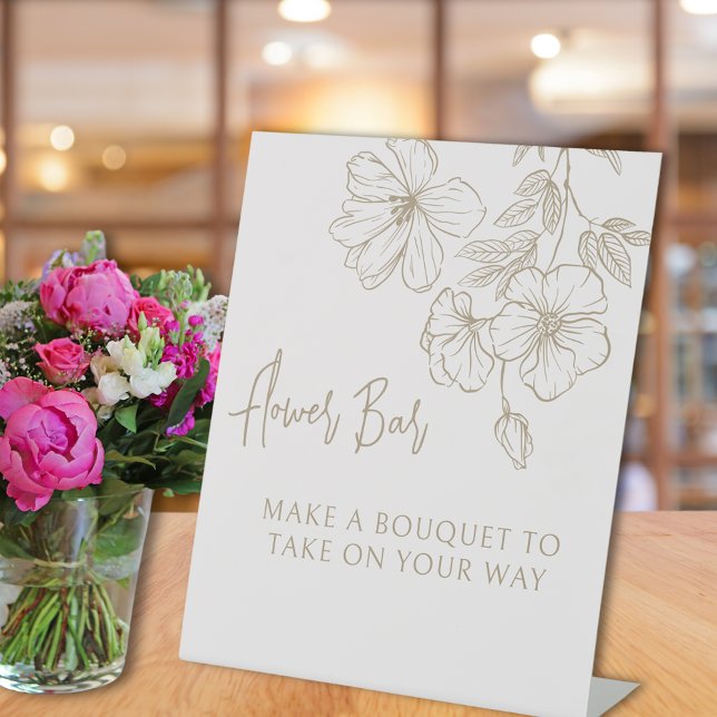 Elegant Gold Floral Make A Bouquet Pedestal Sign (Elegant Gold Floral Make A Bouquet Pedestal Sign
)