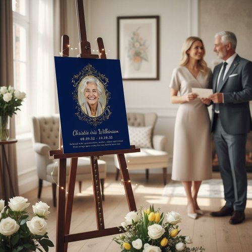 Elegant Gold Floral Memorial Photo Foam Board