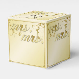 Elegant Gold Floral Mrs Wedding Favor Box