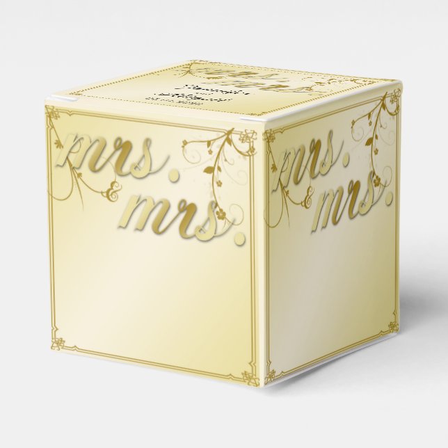 Elegant Gold Floral Mrs Wedding Favor Box (Front Side)