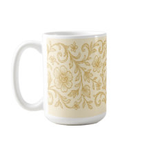 Elegant Gold Floral Mug – Vintage Botanical Coffee