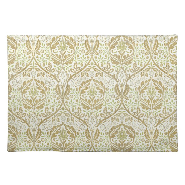 Elegant Gold Floral Pattern Cloth Placemat (Front)