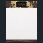 Elegant Gold Floral Pattern Dark Wood Designer Letterhead<br><div class="desc">Coordinates with the Elegant Gold Floral Pattern Dark Wood Designer Business Card Template by 1201AM. A vintage-inspired faux gold floral pattern set on a dark wood background creates a beautiful header on this personalized letterhead. A classy aesthetic for a variety of professions. This product is part of a series of...</div>