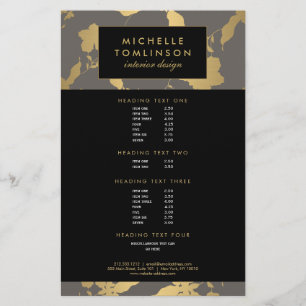 Elegant Gold Floral Pattern Gray Designer Flyer