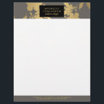 Elegant Gold Floral Pattern Gray Designer Letterhead<br><div class="desc">Coordinates with the Elegant Gold Floral Pattern Gray Designer Business Card Template by 1201AM. A vintage-inspired faux gold floral pattern creates a beautiful header on this personalized letterhead. A classy aesthetic for a variety of professions. This product is part of a series of coordinating office supplies to help brand your...</div>