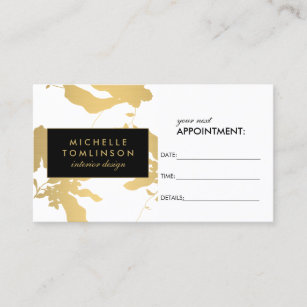 Elegant Gold Floral Pattern White Appointment Card