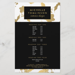 Elegant Gold Floral Pattern White Designer Flyer