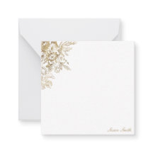 Elegant Gold Floral Personalized Mini Note Card