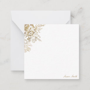 Elegant Gold Floral Personalized Mini Note Card