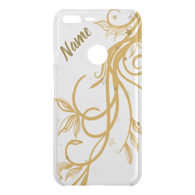 Elegant Gold Floral Personalized Phone Case (Back)