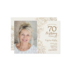 Elegant Gold Floral Photo 70th Birthday