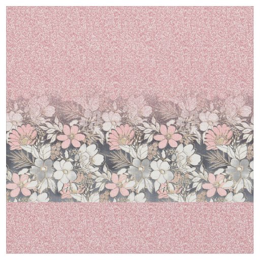 Elegant Gold floral pink Gradient Glitter Image Fabric