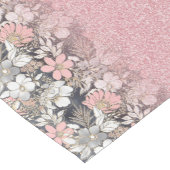 Elegant Gold floral pink Gradient Glitter Image Short Table Runner | Zazzle