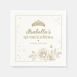 Elegant Gold Floral Quinceañera Napkins
