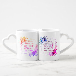 Elegant Gold Floral Quote Art Coffee Mug Set