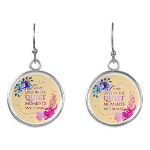 Elegant Gold Floral Quote Art Earrings