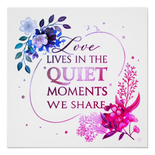 Elegant Gold Floral Quote Art Poster (Front)